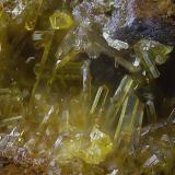 VanadinitaMina San Francisco (antigua mina Pura), Higuera de Llerena, Comarca Campiña Sur, Badajoz, Extremadura, EspañaCampo de visión de  2 mm. (Autor: Antonio Carmona)
