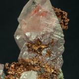 Calcite with Copper inclusions<br />Quincy Mine, Hancock, Houghton County, Michigan, USA<br />main crystal size: 4 × 2.1 cm<br /> (Author: Jordi Fabre)