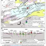 Mapa geológico de la zona de Imilchil y corte geológico NW desde Beni Mellal hasta Tinghir al SE (Autor: carles)