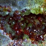Sphalerite, Smithsonite<br />Baugis Mine, Saint Bresson, Gard, Occitanie, France<br />1,7 x 1,7 cm<br /> (Author: Volkmar Stingl)