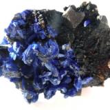 Cuarzo (variedad cristal de roca), Azurita<br />Zona minera Tazalarht, Provincia Taroudant, Region Souss-Massa, Marruecos<br />4 x 3 cm.<br /> (Autor: javier ruiz martin)