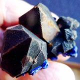 Cuarzo (variedad cristal de roca), Azurita<br />Zona minera Tazalarht, Provincia Taroudant, Region Souss-Massa, Marruecos<br />4 x 3 cm.<br /> (Autor: javier ruiz martin)