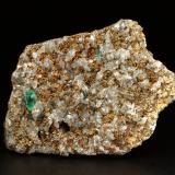 Beryl (Var. Emerald), Dolomite, Pyrite<br />Chivor mining district, Palo Arañado Mine, Municipio Chivor, Eastern Emerald Belt, Boyacá Department, Colombia<br />63x45x15mm, main xl=10mm<br /> (Author: Fiebre Verde)