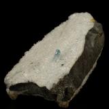 Euclase, Calcite, Albite (variety cleavelandite)<br />La Marina Mine, Municipio Pauna, Western Emerald Belt, Boyacá Department, Colombia<br />74x46x29mm, xl=7mm<br /> (Author: Fiebre Verde)