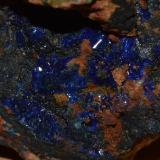 Azurita<br />Calicata Dolores, Pastrana, Mazarrón / Águilas, Comarca Alto Guadalentín, Región de Murcia (Murcia), España<br />2.5 cm x 1.7 cm<br /> (Autor: DPC)