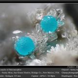 Rosasite and Hemimorphite<br />Vesley Mine, Granite Gap, San Simon District, Hidalgo County, New Mexico, USA<br />fov 1.8 mm<br /> (Author: ploum)