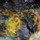 Uraninite, Schoepite<br />Senhora da Assunção Mine, Aldeia Nova, Ferreira de Aves, Sátão, Viseu District, Portugal<br />FOV 1 cm<br /> (Author: Cesar M. Salvan)