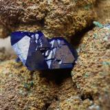 Azurita<br />Mina Copper Queen, Queen Hill, Bisbee, Distrito Warren, Montes Mule, Condado Cochise, Arizona, USA<br />Encuadre de la fotografía 22 mm.<br /> (Autor: Rafael Galiana)