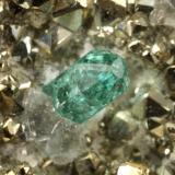 Beryl (variety emerald), Calcite, PyriteChivor (distrito minero), Mina El Acuario, Municipio Chivor, Cinturón Esmeraldífero Oriental, Departamento Boyacá, Colombia92x41x52mm, main xl=4mm (Author: Fiebre Verde)
