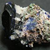 Azurite and Cerussite<br />Tsumeb Mine, Tsumeb, Otjikoto Region, Namibia<br />40x30x30mm<br /> (Author: Heimo Hellwig)