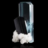 Beryl (variety aquamarine) with Schorl and AlbiteShigar Valley, Shigar District, Gilgit-Baltistan (Northern Areas), Pakistan4,0	x	3,5	x	7,5	cm (Author: MIM Museum)