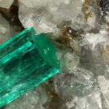 Beryl (variety emerald), Calcite, Pyrite, Quartz<br />Muzo mining district, Western Emerald Belt, Boyacá Department, Colombia<br />56x46x34mm, xl=13mm<br /> (Author: Fiebre Verde)