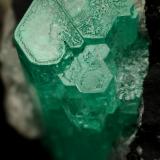 Beryl (variety emerald), Calcite<br />Muzo mining district, Western Emerald Belt, Boyacá Department, Colombia<br />58x31x34mm, xl aggregate=25x8mm<br /> (Author: Fiebre Verde)