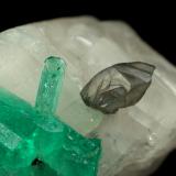 Beryl (variety emerald), Calcite, Dolomite<br />La Pita mining district, Cunas Mine, Municipio Maripí, Western Emerald Belt, Boyacá Department, Colombia<br />rhomb size=30x30x30mm, longest xl=18mm<br /> (Author: Fiebre Verde)