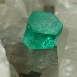 Beryl (variety emerald), Calcite, Dolomite<br />Coscuez mining district, Municipio San Pablo de Borbur, Western Emerald Belt, Boyacá Department, Colombia<br />40x43x40mm, xl=9mm<br /> (Author: Fiebre Verde)