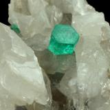 Beryl (variety emerald), Calcite, Dolomite<br />Coscuez mining district, Municipio San Pablo de Borbur, Western Emerald Belt, Boyacá Department, Colombia<br />40x43x40mm, xl=9mm<br /> (Author: Fiebre Verde)