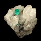 Beryl (variety emerald), Calcite, Dolomite<br />Coscuez mining district, Municipio San Pablo de Borbur, Western Emerald Belt, Boyacá Department, Colombia<br />40x43x40mm, xl=9mm<br /> (Author: Fiebre Verde)