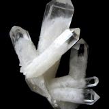 Quartz (part rock crystal, part milky quartz)Macizo Itremo, Itremo, Distrito Ambatofinandrahana, Región Amoron'i Mania, Provincia Fianarantsoa, MadagascarSpecimen height 9,5 cm, largest quartz 9 cm (Author: Tobi)