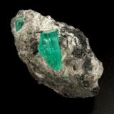 Beryl (variety emerald), Calcite<br />Coscuez mining district, Municipio San Pablo de Borbur, Western Emerald Belt, Boyacá Department, Colombia<br />44x41x23mm, xl=15x9x7mm<br /> (Author: Fiebre Verde)