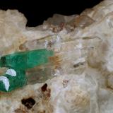 Beryl (variety emerald), Calcite, Quartz<br />Peñas Blancas Mine, Municipio San Pablo de Borbur, Western Emerald Belt, Boyacá Department, Colombia<br />105x130x50mm, largest xl=18mm<br /> (Author: Fiebre Verde)