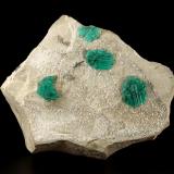 Beryl (variety emerald), Calcite, Dolomite, Pyrite<br />Chivor mining district, Municipio Chivor, Eastern Emerald Belt, Boyacá Department, Colombia<br />100x80x50mm, largest aggregate=17x13mm<br /> (Author: Fiebre Verde)