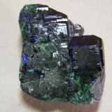 Azurite<br />Tsumeb Mine, Tsumeb, Otjikoto Region, Namibia<br />35x40x15mm<br /> (Author: Heimo Hellwig)