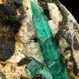 Beryl (variety emerald), Calcite, Pyrite, Rutile<br />Chivor mining district, Municipio Chivor, Eastern Emerald Belt, Boyacá Department, Colombia<br />65x74x63mm, main xl=40mm<br /> (Author: Fiebre Verde)