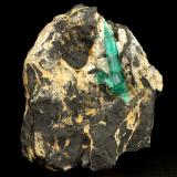 Beryl (variety emerald), Calcite, Pyrite, Rutile<br />Chivor mining district, Municipio Chivor, Eastern Emerald Belt, Boyacá Department, Colombia<br />65x74x63mm, main xl=40mm<br /> (Author: Fiebre Verde)