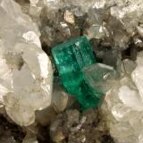 Beryl (variety emerald), Calcite, Pyrite<br />La Pita mining district, Municipio Maripí, Western Emerald Belt, Boyacá Department, Colombia<br />140x75x80mm, xls=16 & 10mm<br /> (Author: Fiebre Verde)