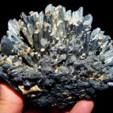 Stibnite and Klebelsbergite<br />Baia Sprie Mine, Baia Sprie, Maramures, Romania<br />15 x 12.5  cm<br /> (Author: Deyu)