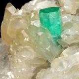 Beryl (variety emerald), Calcite, Dolomite<br />Coscuez mining district, Municipio San Pablo de Borbur, Western Emerald Belt, Boyacá Department, Colombia<br />90x90x80mm, xls=14 & 18mm<br /> (Author: Fiebre Verde)