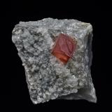 Rhodochrosite, AlbiteFoote Lithium Co. Mine (Foote Mine), Kings Mountain District, Cleveland County, North Carolina, USA2.0 x 2.8 cm (Author: am mizunaka)
