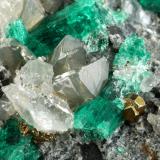 Beryl (variety emerald), Calcite, Dolomite, Pyrite<br />La Pita mining district, Municipio Maripí, Western Emerald Belt, Boyacá Department, Colombia<br />98x83x35mm, longest xl=20mm<br /> (Author: Fiebre Verde)