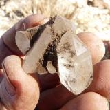 Quartz<br />Ceres, Warmbokkeveld Valley, Ceres, Valle Warmbokkeveld, Witzenberg, Cape Winelands, Western Cape Province, South Africa<br />Fingers for size<br /> (Author: Pierre Joubert)