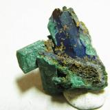 Azurite and Malachite<br />Tsumeb Mine, Tsumeb, Otjikoto Region, Namibia<br />25x25x25mm<br /> (Author: Heimo Hellwig)