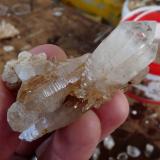 Quartz<br />Ceres, Warmbokkeveld Valley, Ceres, Valle Warmbokkeveld, Witzenberg, Cape Winelands, Western Cape Province, South Africa<br />Fingers for size<br /> (Author: Pierre Joubert)