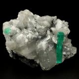 Beryl (variety emerald), Calcite, Dolomite<br />La Pita mining district, Municipio Maripí, Western Emerald Belt, Boyacá Department, Colombia<br />55x40x35mm, xl=22mm<br /> (Author: Fiebre Verde)