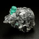 Beryl (variety emerald), Calcite<br />La Pita mining district, Municipio Maripí, Western Emerald Belt, Boyacá Department, Colombia<br />27x34x10mm, xl=10x4.5mm<br /> (Author: Fiebre Verde)