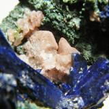 Azurite and Smithsonite<br />Tsumeb Mine, Tsumeb, Otjikoto Region, Namibia<br />60x40x50mm<br /> (Author: Heimo Hellwig)