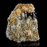 Cassiterite with Beryl (variety goshenite) and Muscovite<br />Huya township, Mount Xuebaoding, Pingwu, Mianyang Prefecture, Sichuan Province, China<br />22,0	x	26,5	x	8,5	cm<br /> (Author: MIM Museum)
