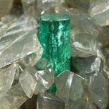 Beryl (variety emerald), Calcite, Dolomite<br />Muzo mining district, Western Emerald Belt, Boyacá Department, Colombia<br />54x53x31mm, xl=5mm<br /> (Author: Fiebre Verde)