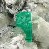 Beryl (variety emerald), Calcite, Pyrite<br />Muzo mining district, Western Emerald Belt, Boyacá Department, Colombia<br />65x90x85mm, aggregate=14x9mm<br /> (Author: Fiebre Verde)