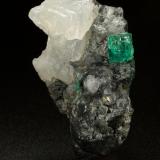 Beryl (variety emerald), Calcite, Pyrite<br />Coscuez mining district, Municipio San Pablo de Borbur, Western Emerald Belt, Boyacá Department, Colombia<br />27x41x19mm, xl=7mm<br /> (Author: Fiebre Verde)