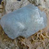 Celestine<br />Stoneco Quarry (Lime City Quarry), Lime City, Wood County, Ohio, USA<br />celestine crystal,  5.0 cm on matrix<br /> (Author: Bob Harman)