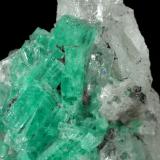 Beryl (variety emerald), Calcite, Pyrite, Quartz<br />Coscuez mining district, Jerusalem Mine, Municipio San Pablo de Borbur, Western Emerald Belt, Boyacá Department, Colombia<br />H:44mm x W:25mm<br /> (Author: Fiebre Verde)