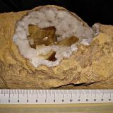 Barite on Quartz<br />Mission Valley Ravine, Monroe County, Indiana, USA<br />The specimen is 18 cm long<br /> (Author: Bob Harman)