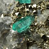 Beryl (variety emerald), Dolomite, Pyrite<br />Chivor mining district, El Acuario Mine, Municipio Chivor, Eastern Emerald Belt, Boyacá Department, Colombia<br />68x66x35mm, xls up to 10mm<br /> (Author: Fiebre Verde)