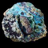 Crisocola , Torbernita y Turquesa<br />Mina Obejo, Valdelagrana, Andújar, Comarca de la Campiña, Jaén, Andalucía, España<br />6x6 cm<br /> (Autor: Ricardo Fimia)