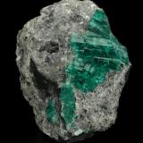 Beryl (variety emerald), Calcite<br />Muzo mining district, Western Emerald Belt, Boyacá Department, Colombia<br />55x53x29mm, aggregate=21x27mm<br /> (Author: Fiebre Verde)