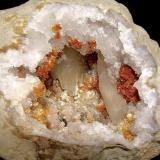 Dolomite, Calcite, Barite on Quartz<br />Monroe Reservoir spillway, Monroe County, Indiana, USA<br />geode cavity is 13 cm<br /> (Author: Bob Harman)